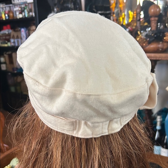 Vintage 60s Cream Bow Wool Hat - Picture 5 of 7